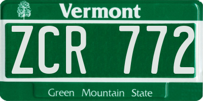 VT license plate ZCR772