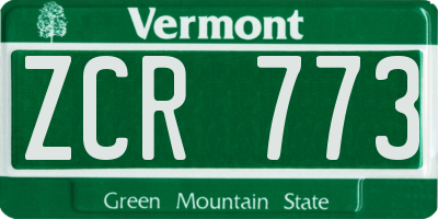 VT license plate ZCR773
