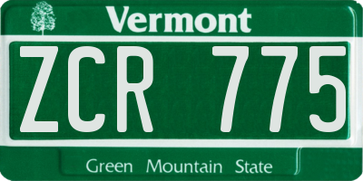VT license plate ZCR775