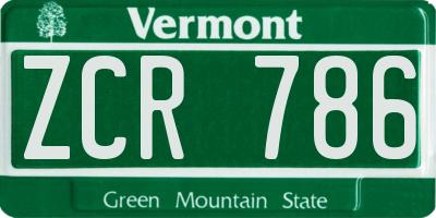 VT license plate ZCR786