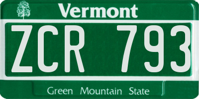 VT license plate ZCR793