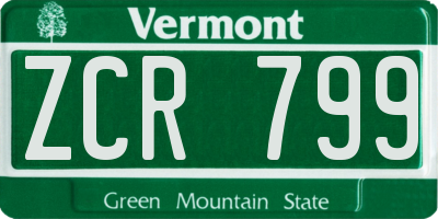 VT license plate ZCR799