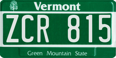 VT license plate ZCR815