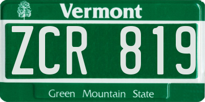 VT license plate ZCR819