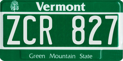 VT license plate ZCR827