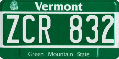 VT license plate ZCR832