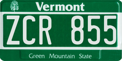 VT license plate ZCR855