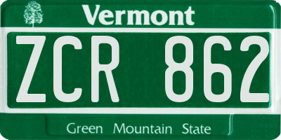 VT license plate ZCR862
