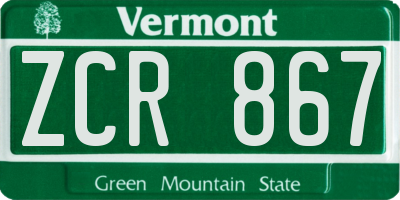 VT license plate ZCR867
