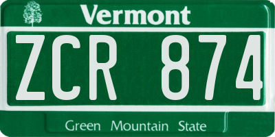 VT license plate ZCR874
