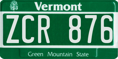 VT license plate ZCR876