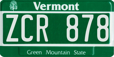 VT license plate ZCR878