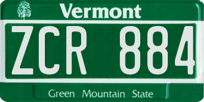 VT license plate ZCR884