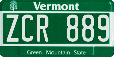 VT license plate ZCR889