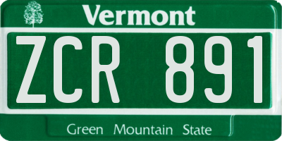 VT license plate ZCR891