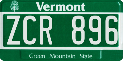 VT license plate ZCR896