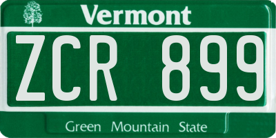 VT license plate ZCR899