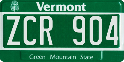 VT license plate ZCR904
