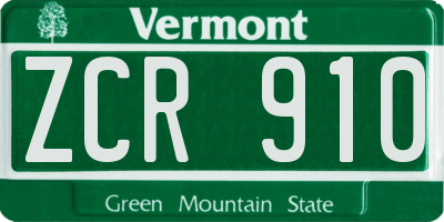 VT license plate ZCR910
