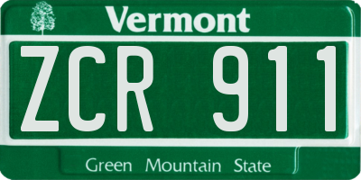 VT license plate ZCR911