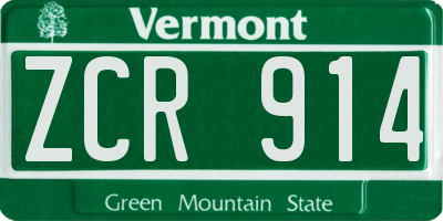 VT license plate ZCR914