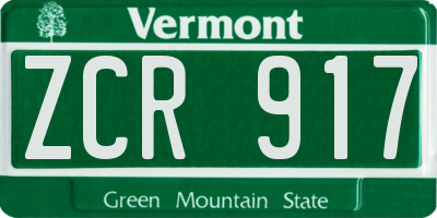 VT license plate ZCR917