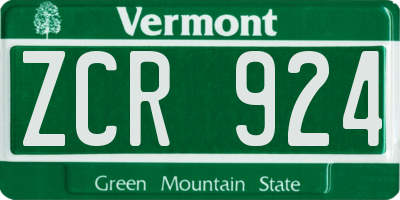 VT license plate ZCR924