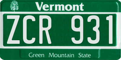 VT license plate ZCR931