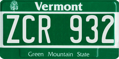 VT license plate ZCR932