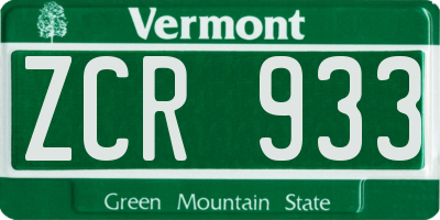VT license plate ZCR933