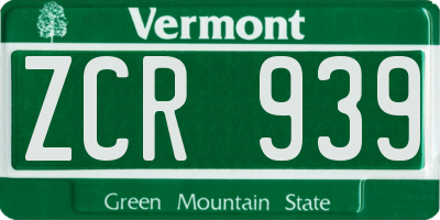 VT license plate ZCR939
