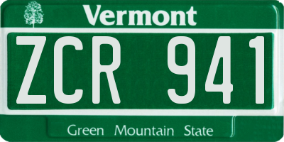 VT license plate ZCR941