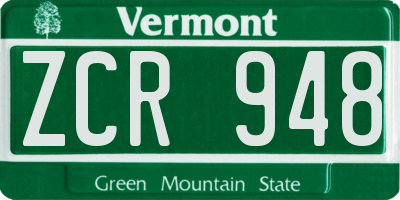 VT license plate ZCR948
