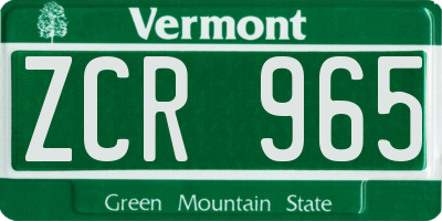 VT license plate ZCR965