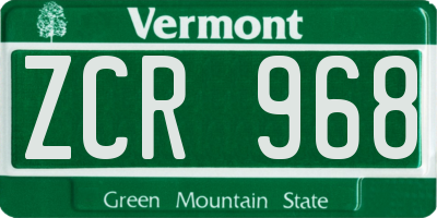 VT license plate ZCR968