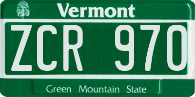 VT license plate ZCR970