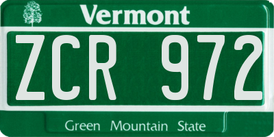 VT license plate ZCR972