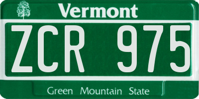 VT license plate ZCR975
