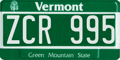 VT license plate ZCR995