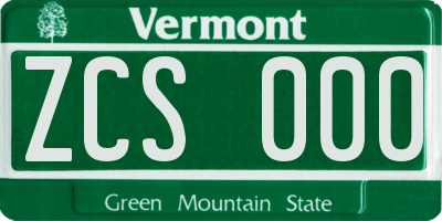 VT license plate ZCS000