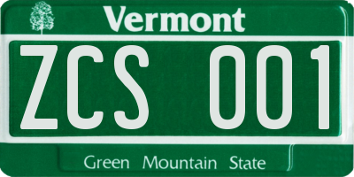 VT license plate ZCS001