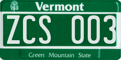 VT license plate ZCS003