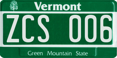 VT license plate ZCS006