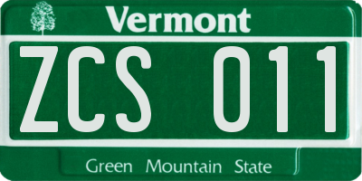 VT license plate ZCS011