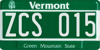 VT license plate ZCS015