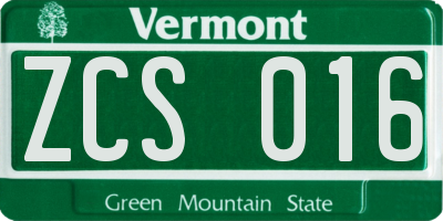 VT license plate ZCS016