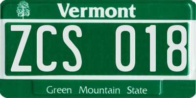 VT license plate ZCS018