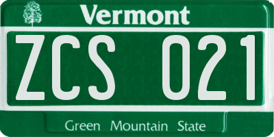 VT license plate ZCS021