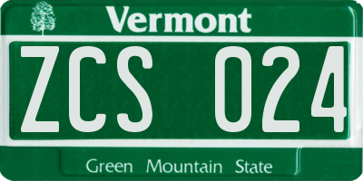 VT license plate ZCS024