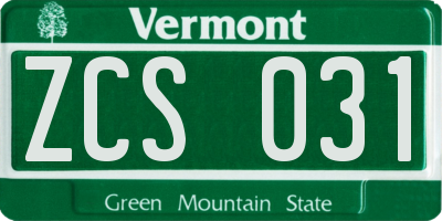 VT license plate ZCS031